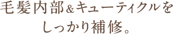 毛髪内部&キューティクルをしっかり補修。