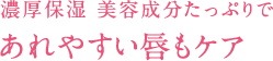 濃厚保湿 美容成分たっぷりであれやすい唇もケア